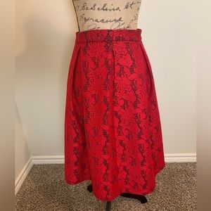 Red and black print skirt